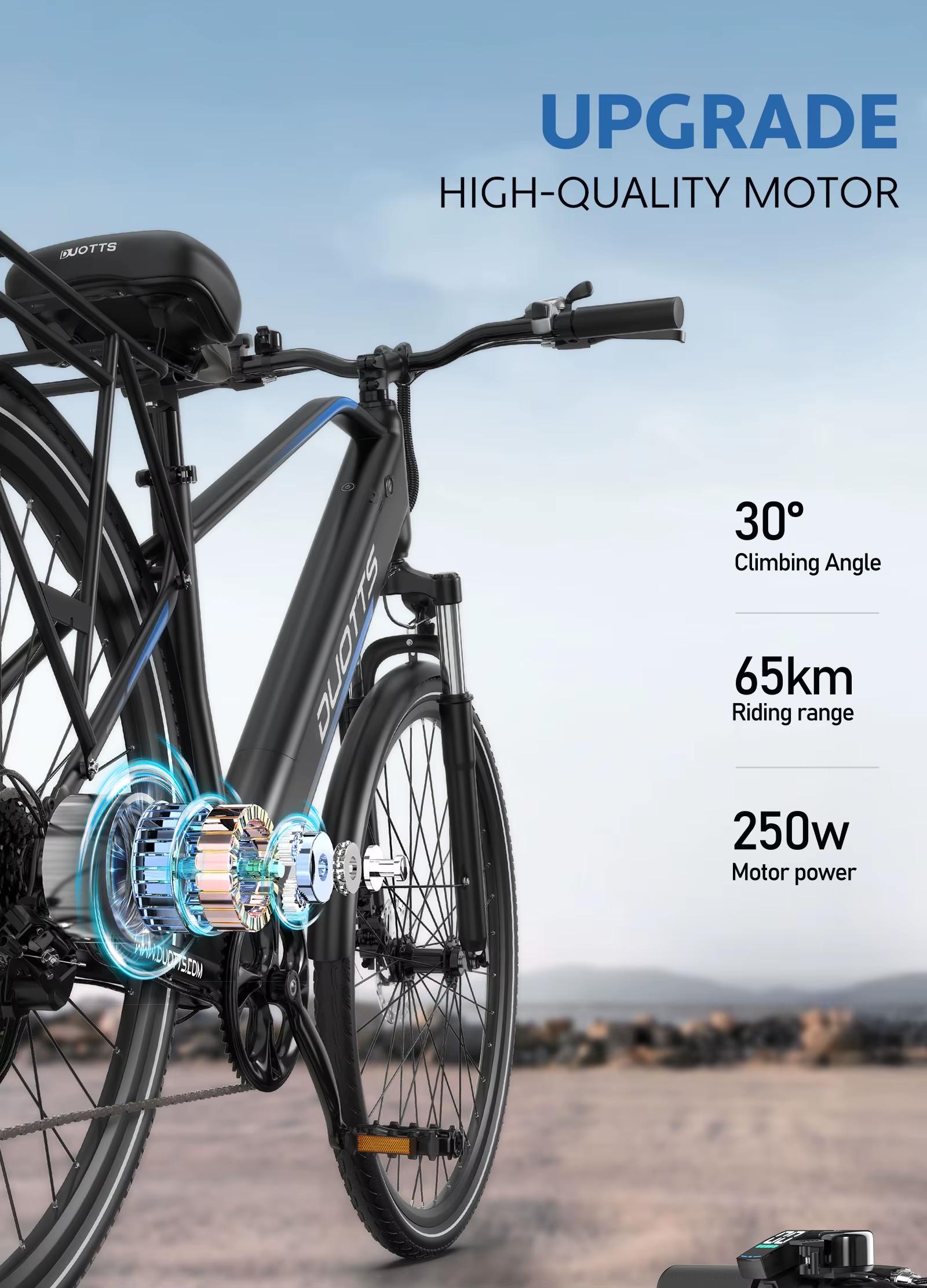 Bicicleta Eléctrica DUOTTS C29 Lite 250W Cumple Normativa UE 36V 13Ah Largo Alcance Ruedas Finas 27.5" 700C*42C Viajes Urbanos