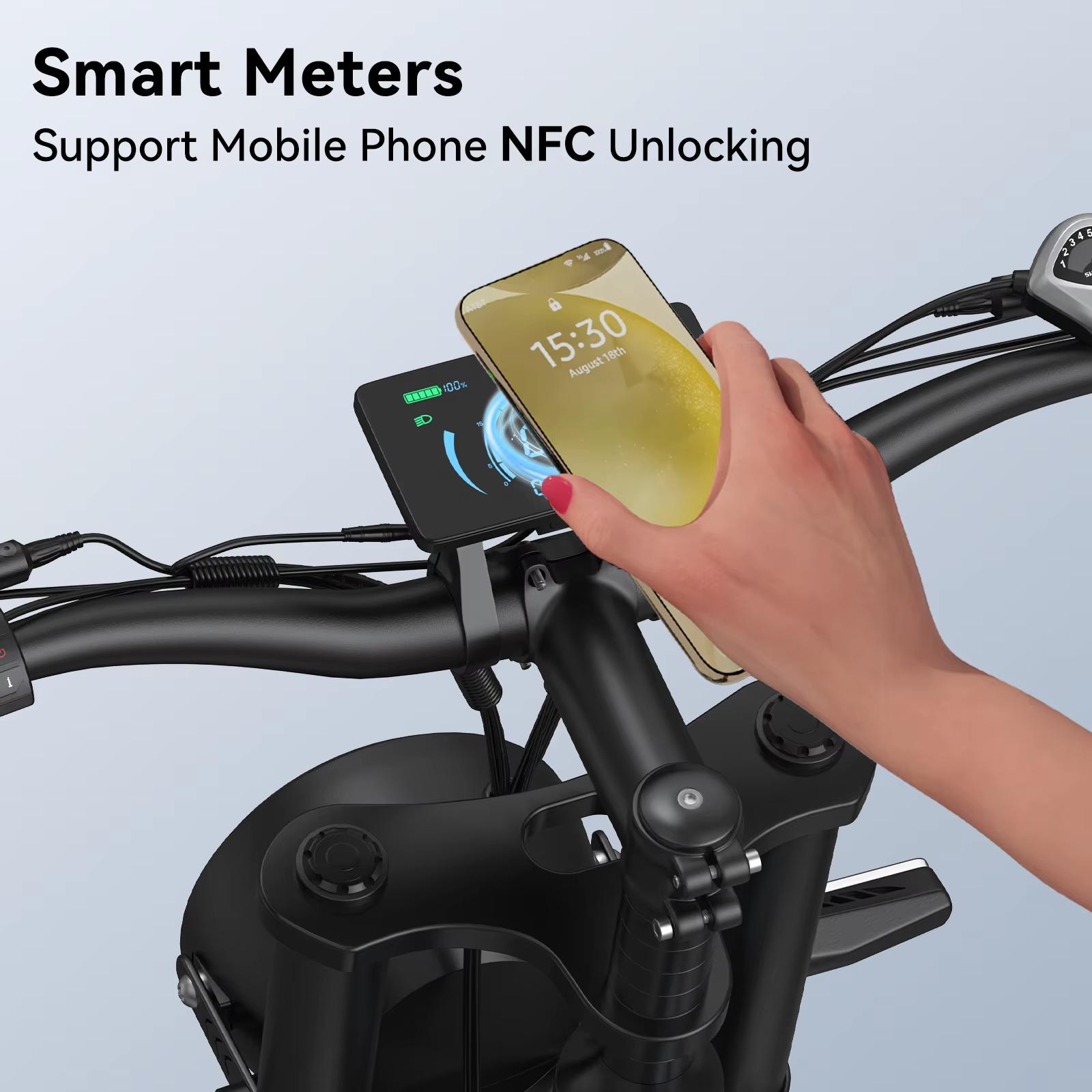 Bicicleta Eléctrica JANSNO X60 Doble Motor 1500W 48V23AH Frenado Hidráulico Velocidad Máxima 45 km/h Llave NFC Ruedas 20*4.0 Pulgadas Motocicletas Eléctricas Todoterreno