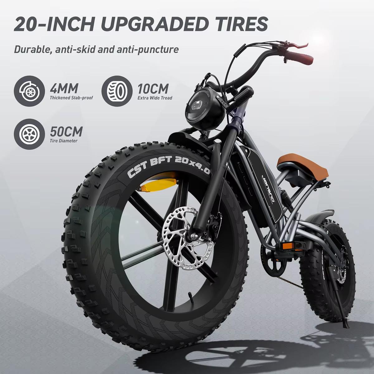 Bicicleta Eléctrica JANSNO X50 para Adultos 750/250W 48V17AH Batería Extraíble Rueda Ancha 20" Ebike de Montaña Off Road 25MPH