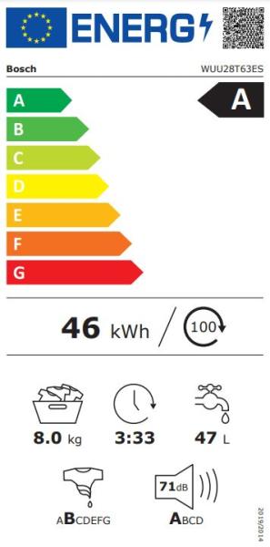 Bosch WUU28T63ES – Lavadora de carga frontal 8 kg 1400 rpm EcoSilence Blanco A
