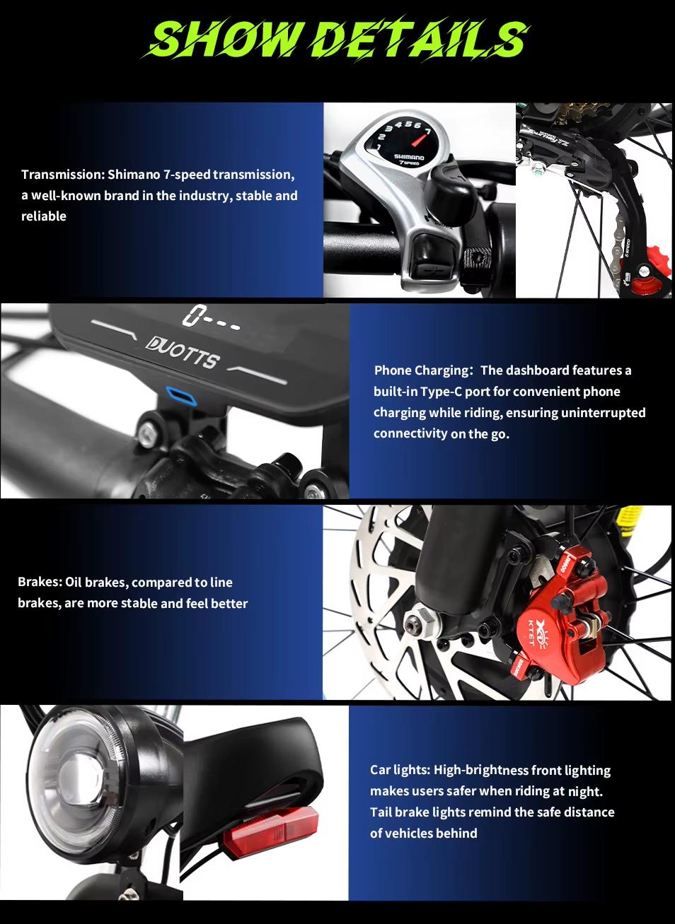 Bicicleta Eléctrica DUOTTS N26 Batería de Litio 48V20AH Motor Potente 2*750W E-bike Bicicleta Eléctrica Todoterreno con Rueda Ancha 26*4.0