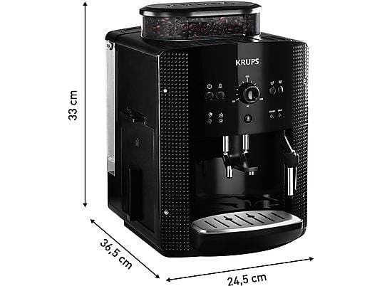 Cafetera superautomática – Krups Roma EA81K870, 1450 W, 15 bar, 1.7 L, 3 temperaturas, 2 tazas, Sistema Thermoblock, Kit de limpieza incluido, Negro