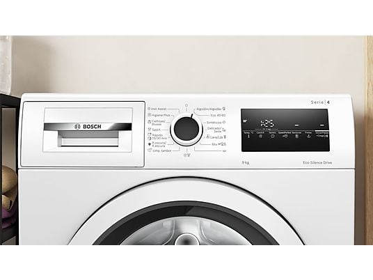 Lavadora carga frontal – Bosch WAN24200EP, serie 4, 9 kg, 1200 rpm, 15 programas, Speed Perfect, Blanco
