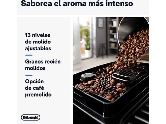 Cafetera superautomática – De’Longhi Magnifica Start Milk, ECAM220.80.SB, 1450W, 15bar, Molinillo integrado,Depósito leche,Táctil, Espumado automático