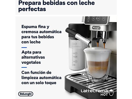 Cafetera superautomática – De’Longhi Magnifica Start Milk, ECAM220.80.SB, 1450W, 15bar, Molinillo integrado,Depósito leche,Táctil, Espumado automático