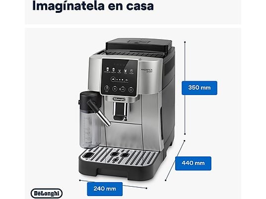 Cafetera superautomática – De’Longhi Magnifica Start Milk, ECAM220.80.SB, 1450W, 15bar, Molinillo integrado,Depósito leche,Táctil, Espumado automático