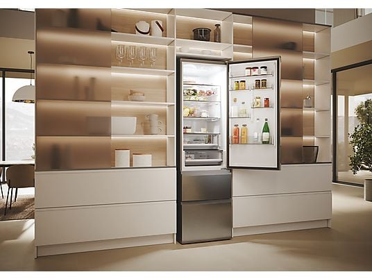 Frigorífico combi – Haier 3D 60 Series 5 HTW5620CNMG, No Frost, 205 cm, 414 l, My Zone, Direct Access, Inox