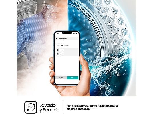 Lavadora secadora – Hisense WD3S8043BW3, 8 kg/5 kg, 1400 rpm, 16 programas. Clase A-30%, WiFi, Blanco