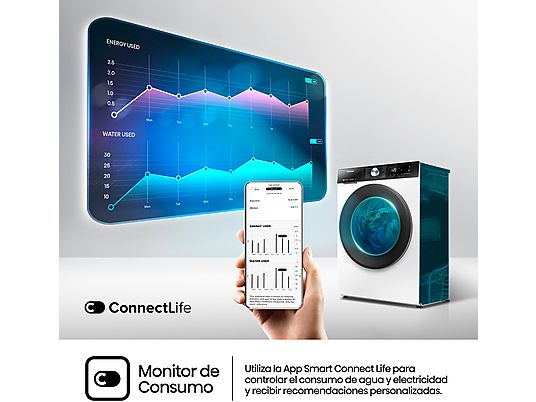Lavadora secadora – Hisense WD3S8043BW3, 8 kg/5 kg, 1400 rpm, 16 programas. Clase A-30%, WiFi, Blanco