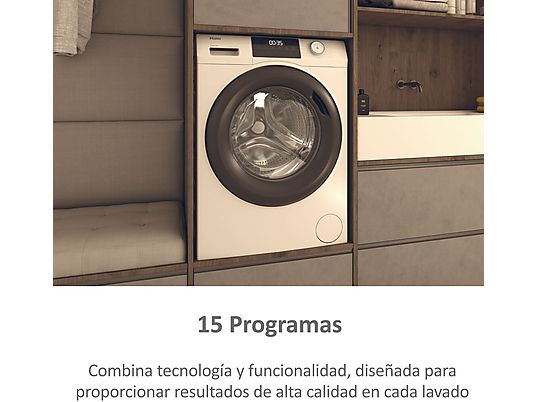 Lavadora carga frontal – Haier I-Pro Series 1 HW80-BP14929A-S, 8 kg, 1400 rpm, Motor Inverter, Función Vapor, Antibacterias, Blanco