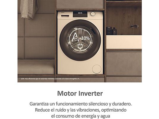 Lavadora carga frontal – Haier I-Pro Series 1 HW80-BP14929A-S, 8 kg, 1400 rpm, Motor Inverter, Función Vapor, Antibacterias, Blanco