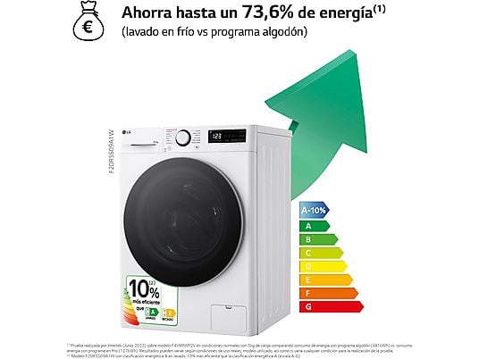 Lavadora secadora – LG F2DR5S09A1W, 9 kg+5 kg, 1200 rpm, 12 programas, Blanco