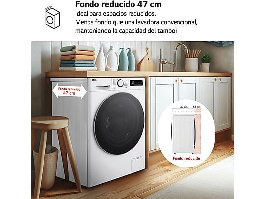 Lavadora secadora – LG F2DR5S09A1W, 9 kg+5 kg, 1200 rpm, 12 programas, Blanco