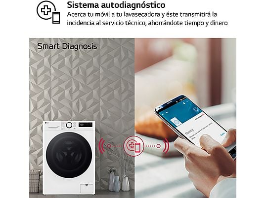 Lavadora secadora – LG F2DR5S09A1W, 9 kg+5 kg, 1200 rpm, 12 programas, Blanco