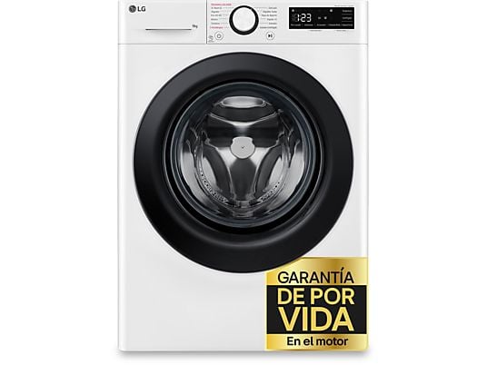 Lavadora carga frontal – LG F4WR5009A6W, Serie 500, 9kg, 1400rpm, 12 programas, AI Direct Drive™, vapor Steam™, Blanco