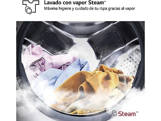Lavadora carga frontal – LG F4WR6010A0W, Serie 600, 10 kg, 1400 rpm, 12 programas, AI Direct Drive™, TurboWash™360º, Blanco