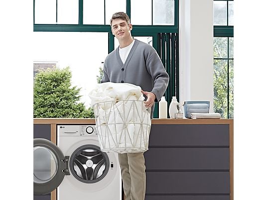 Lavadora carga frontal – LG F4WR6010A0W, Serie 600, 10 kg, 1400 rpm, 12 programas, AI Direct Drive™, TurboWash™360º, Blanco