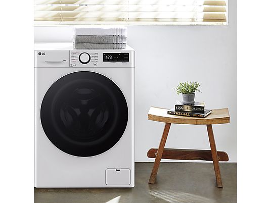 Lavadora carga frontal – LG F4WR6010A0W, Serie 600, 10 kg, 1400 rpm, 12 programas, AI Direct Drive™, TurboWash™360º, Blanco