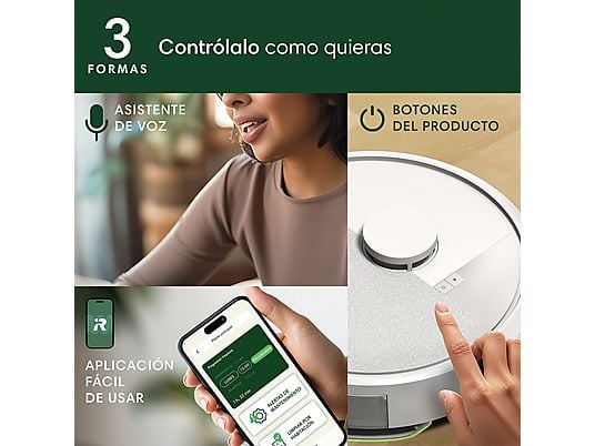 Robot friegasuelos – iRobot Roomba® 105 Combo Y311240, 12.8V, 200 ml, Autonomía 2h, Blanco