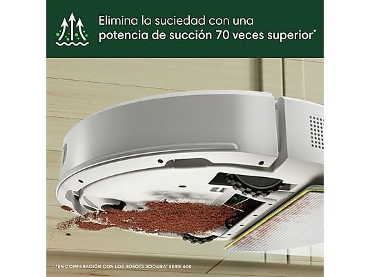 Robot friegasuelos – iRobot Roomba® 105 Combo Y311240, 12.8V, 200 ml, Autonomía 2h, Blanco