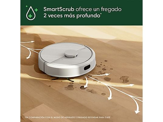 Robot friegasuelos – iRobot Roomba® Plus 405 Combo, 295 ml Depósito Polvo, 3l Depósito Agua Base, 3h Autonomía, Blanco
