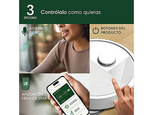 Robot friegasuelos – iRobot Roomba® Plus 405 Combo, 295 ml Depósito Polvo, 3l Depósito Agua Base, 3h Autonomía, Blanco