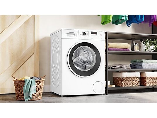 Lavadora carga frontal – Bosch WGE03200ES,Serie 2, 8 kg, 1.200 rpm, 13 programas, Higiene Plus, Motor EcoSilence, Blanco