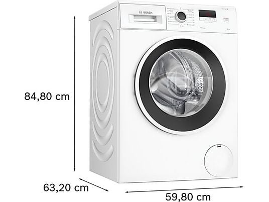 Lavadora carga frontal – Bosch WGE03200ES,Serie 2, 8 kg, 1.200 rpm, 13 programas, Higiene Plus, Motor EcoSilence, Blanco
