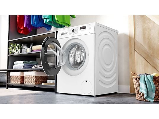 Lavadora carga frontal – Bosch WGE03200ES,Serie 2, 8 kg, 1.200 rpm, 13 programas, Higiene Plus, Motor EcoSilence, Blanco