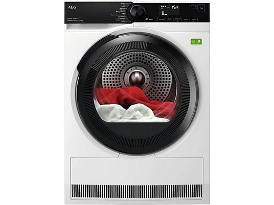 Secadora bomba de calor – AEG TR839T4PB, 9 Kg, 12 programas, Función Anti-arrugas, Motor inverter, Blanco