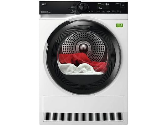 Secadora bomba de calor – AEG TR839T4PB, 9 Kg, 12 programas, Función Anti-arrugas, Motor inverter, Blanco