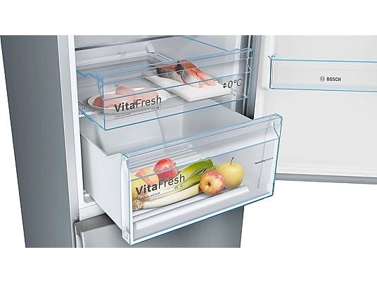 Frigorífico combi – Bosch KGN39VIEB, Total NoFrost, 203 cm, 368 l, Cajón VitaFresh, Perfect Fit, Acero antihuellas