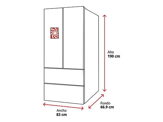 Frigorífico americano – Haier FD 83 Series 7 HB18FGSAAA, No frost, 190 cm, 539 l, Motor Inverter, Antibacterias, Inox