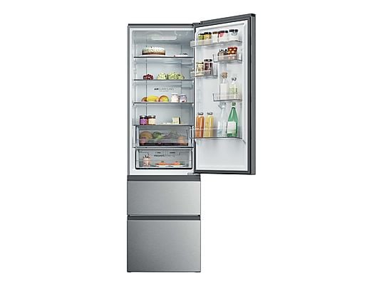 Frigorífico combi – Haier 3D 60 Series 3 HTR3620DNMG, No Frost, 205 cm, 414 l, Fresh 0°C Zone, Direct Access, Inox