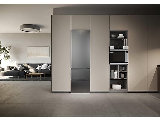Frigorífico combi – Haier 3D 60 Series 3 HTR3620DNMG, No Frost, 205 cm, 414 l, Fresh 0°C Zone, Direct Access, Inox