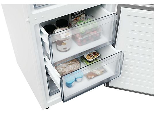 Frigorífico combi – Candy CNCQ2T618DW, No Frost, 185 cm Altura, 355L, hOn App, Iluminación LED, Blanco