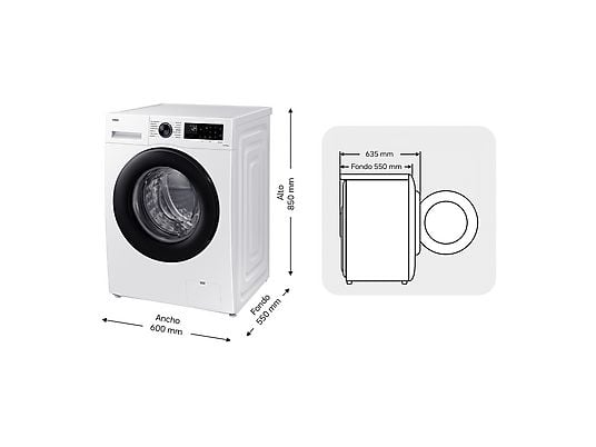 Lavadora carga frontal – Samsung WW90CGC04DAEEC, 9 kg, 1400 rpm, EcoBubble™, Función WiFi con SmartThings, Blanco