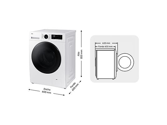 Lavadora secadora – Samsung WD90DG5B15BEEC, 9 kg, 6 kg, AI EcoBubble™, Air Wash, Blanco