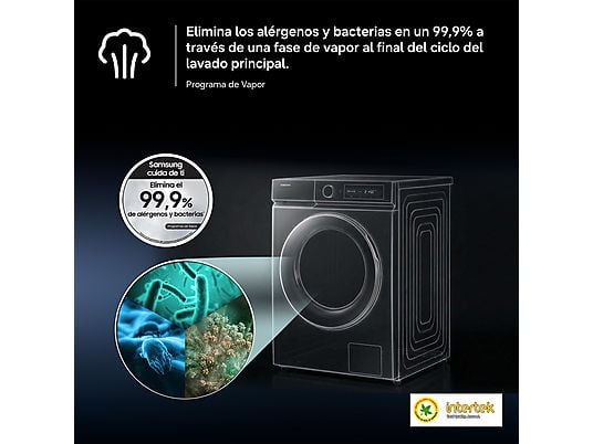 Lavadora secadora – Samsung WD90DG5B15BEEC, 9 kg, 6 kg, AI EcoBubble™, Air Wash, Blanco