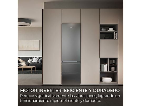 Frigorífico combi – Haier 3D 60 Series 3 HTR3620DNMG, No Frost, 205 cm, 414 l, Fresh 0°C Zone, Direct Access, Inox