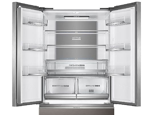 Frigorífico americano – Haier FD 83 Series 7 HB18FGSAAA, No frost, 190 cm, 539 l, Motor Inverter, Antibacterias, Inox