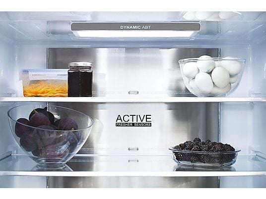 Frigorífico americano – Haier FD 83 Series 7 HB18FGSAAA, No frost, 190 cm, 539 l, Motor Inverter, Antibacterias, Inox