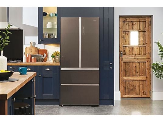 Frigorífico americano – Haier FD 83 Series 7 HB18FGSAAA, No frost, 190 cm, 539 l, Motor Inverter, Antibacterias, Inox