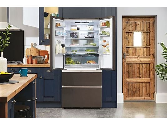 Frigorífico americano – Haier FD 83 Series 7 HB18FGSAAA, No frost, 190 cm, 539 l, Motor Inverter, Antibacterias, Inox
