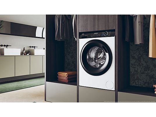 Lavadora carga frontal – Haier I-Pro Series 3 HW90-BP14939-S, 9kg, 1400rpm, Motor Inverter, Vapor, Antibacterias, Blanco
