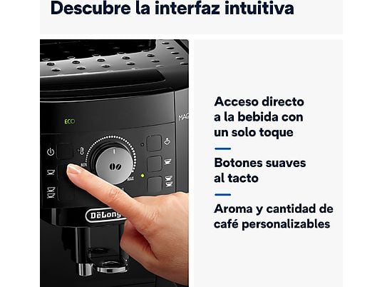 Cafetera superautomática – De’Longhi Magnifica S ECAM22.113.B, 1450 W, 15 bar, Molinillo integrado, Sistema Thermoblock, Vaporizador, Negro