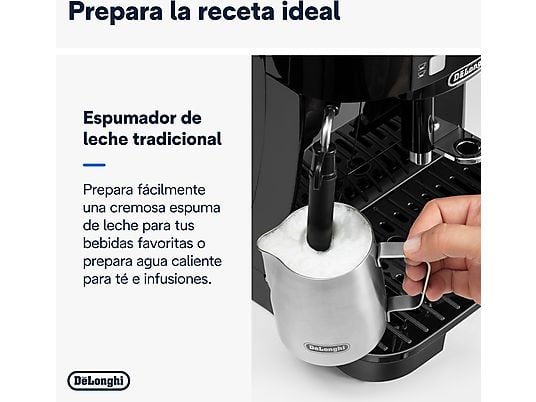 Cafetera superautomática – De’Longhi Magnifica S ECAM22.113.B, 1450 W, 15 bar, Molinillo integrado, Sistema Thermoblock, Vaporizador, Negro