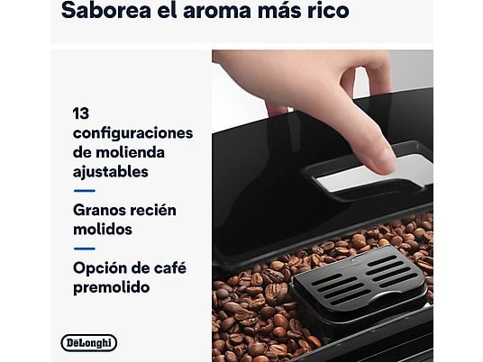 Cafetera superautomática – De’Longhi Magnifica S ECAM22.113.B, 1450 W, 15 bar, Molinillo integrado, Sistema Thermoblock, Vaporizador, Negro