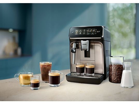Cafetera superautomática – Philips 3300 Series EP3321/40, Tecnología AquaClean, 2 tazas, Presión Máx. 15 bar, Deposito de agua 1.8 l, 1500 W, Negro