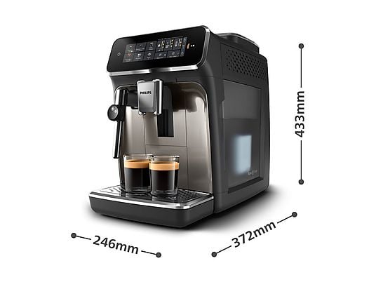Cafetera superautomática – Philips 3300 Series EP3321/40, Tecnología AquaClean, 2 tazas, Presión Máx. 15 bar, Deposito de agua 1.8 l, 1500 W, Negro
